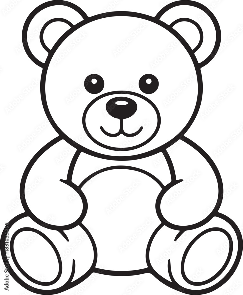 Fototapeta premium Cute teddy bear outline illustration for coloring books and children s activities