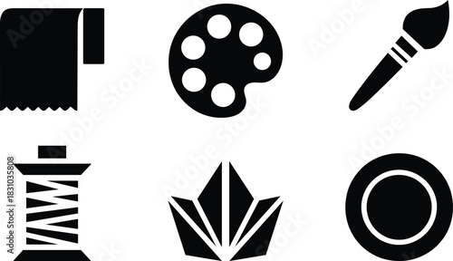 Crafting creativity artistic expression various crafting tools in black and white