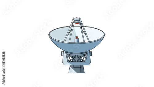 A grey satellite dish antenna on a white background