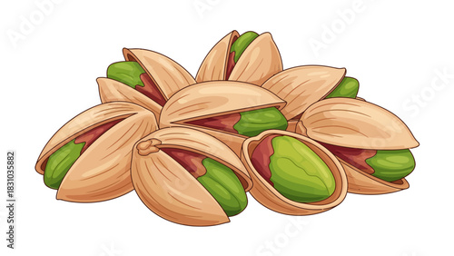 A pile of opened pistachios with bright green kernels