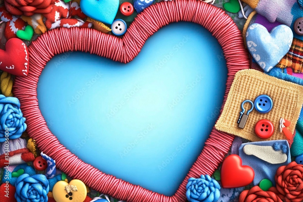 Fototapeta premium Craft table with colorful materials for making greeting cards and decorations