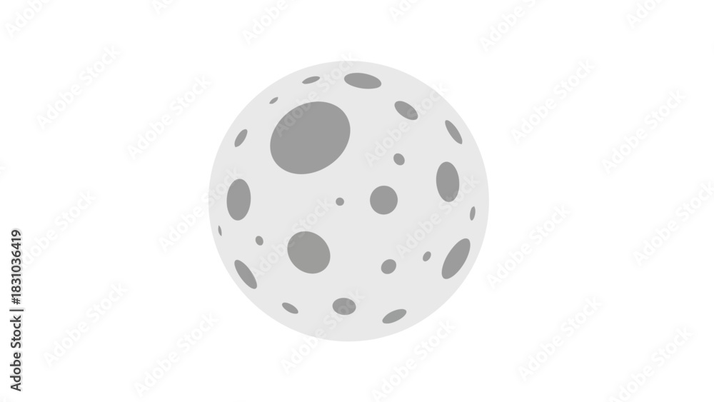 Obraz premium A simple stylized illustration of a light grey moon with dark grey craters
