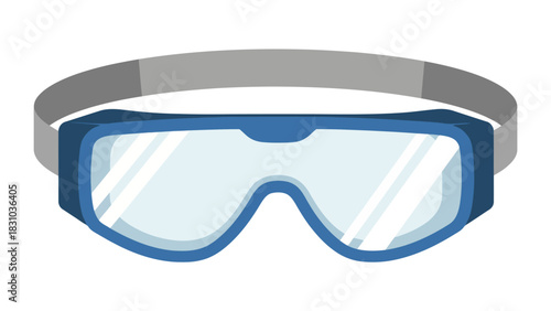 Blue safety goggles with a gray strap