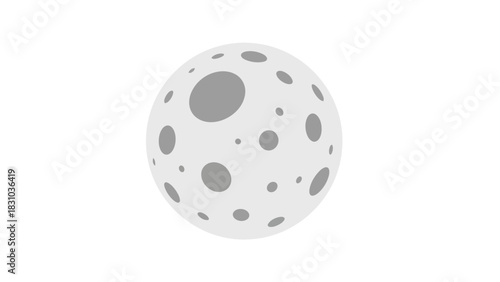 A simple stylized illustration of a light grey moon with dark grey craters