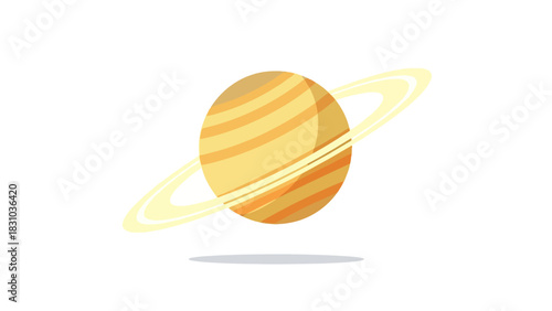 Cartoon planet with rings and shadow