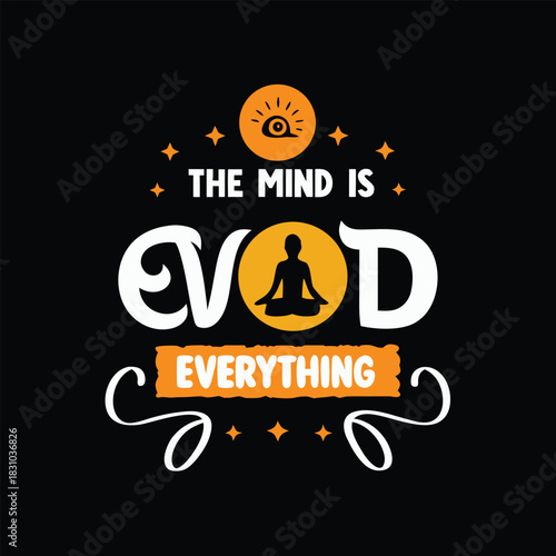 Empowering design features text on mindfulness and mental health with a meditating person and eye