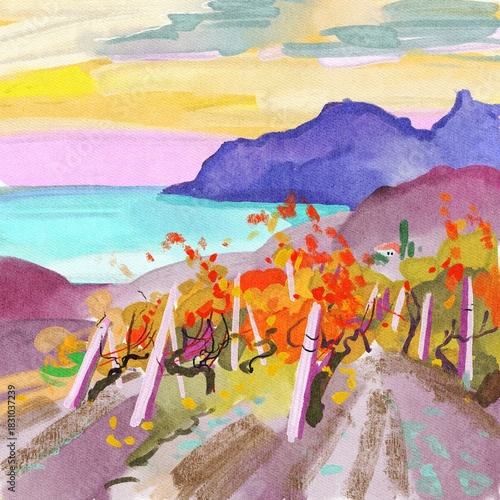 vineyards of the sea and mountains. Handmade