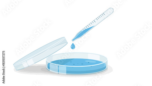 Dropper adding liquid to a petri dish