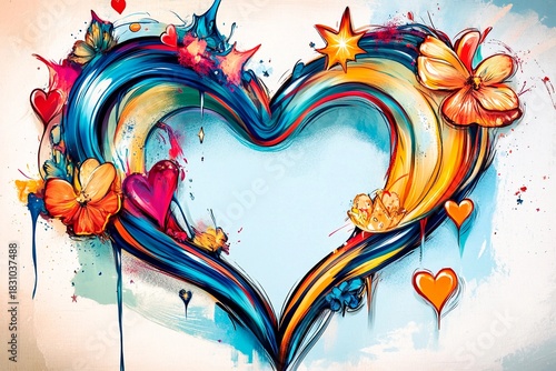 Fluid petal heart frame for Valentine's Day and special celebrations