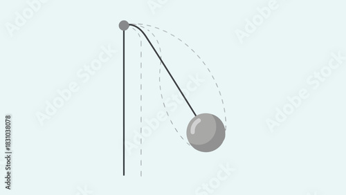 Pendulum in motion showing arc and swing paths