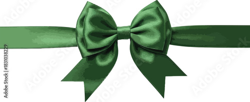 Green Bow Isolated on Transparent Background Elegant Ribbon Decoration Decorative Festive Wrap Holiday Celebration Gift