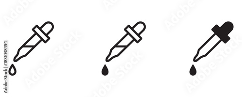 Essential dropper icon set for science, medicine, and beauty applications, perfect for sleek, modern designs offering precision and accuracy in every drop