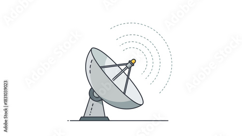 Satellite dish with signal waves