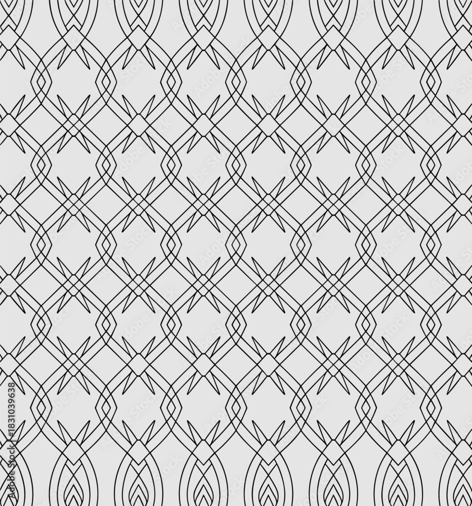 Fototapeta premium Seamless geometric cable knit pattern design, detailed vector CAD illustration for textile and fabric repeats, decorative line artwork for fashion applications