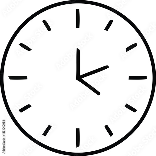 Simple black and white line art clock icon showing passing time