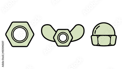 Three nuts hexagonal wing and cap nut