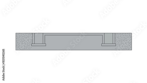 Topdown view of a concrete structure with gravel infill