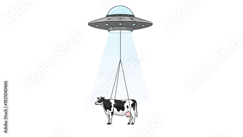 UFO tractor beam abducting a cow
