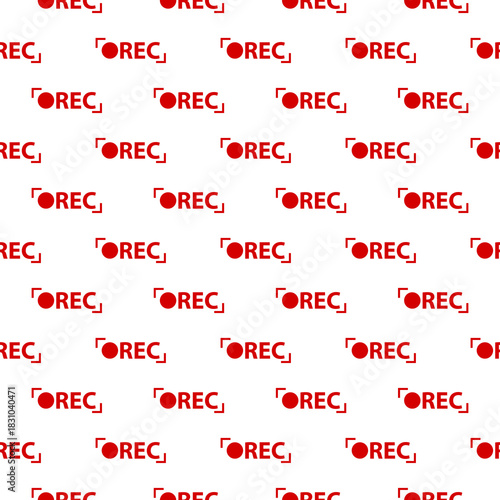 Recording camera sign seamless pattern isolated on white background