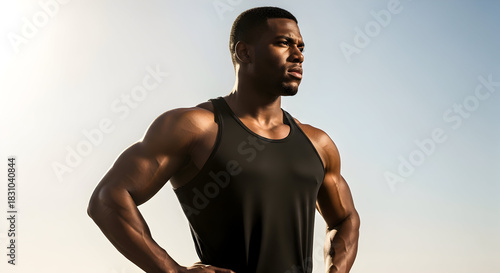 Focused Athlete Mastering Physical Fitness Strong Minded African American Male Exercising for Health Wellness Determination Goal Achievement Athleticism Outdoor Activity
