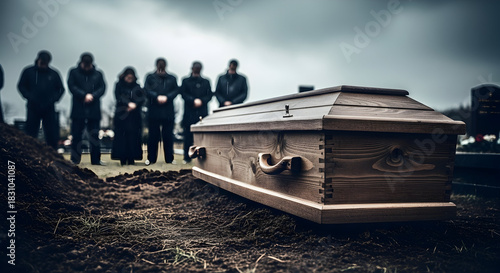 Mournful Farewell At Graveside The Dignity of Remembrance and The Weight of Loss Assembled For A Tender Goodbye In Memory Of Those Departed At A Cemetery