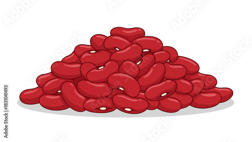 Pile of red kidney beans on a white background