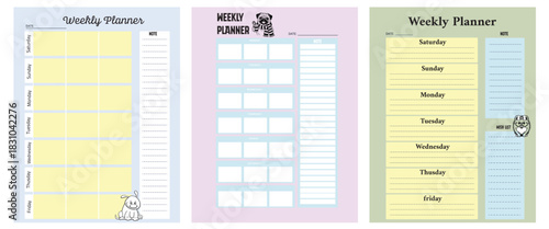 Weekly Planner Template for Organizing Tasks, Appointments, and Daily Activities for Pets and Owners