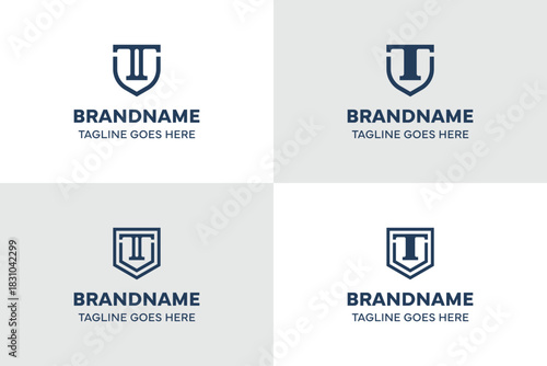 Letter T Shield Luxury Logo Set, symbolizing prestige, strength, and timeless protection