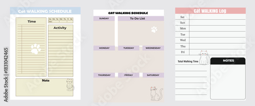 Cat Activity Schedule Planner for Tracking Cat’s Daily Activities, Playtime, Health, and Wellness Routine