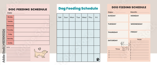 Dog Feeding Schedule Template for Tracking Meals, Portion Sizes, and Feeding Time for Dogs