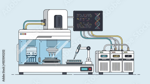 Laboratory automation system with robotic arm and DNA display
