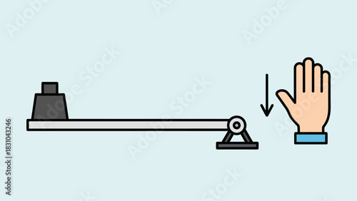 Lever with weight and hand