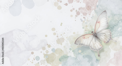 delicate watercolor painting of a butterfly on a pastel background