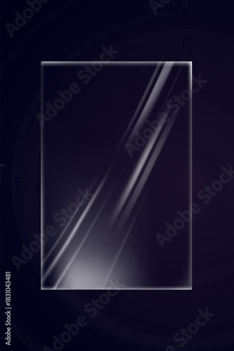 Glossy plastic shrink film on dark background with light streaks for packaging or branding design