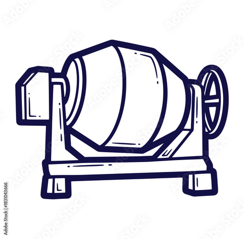 Simple outline illustration of a concrete mixer construction equipment for projects