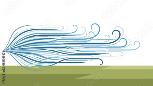 Blue wisps of wind blow across a green field