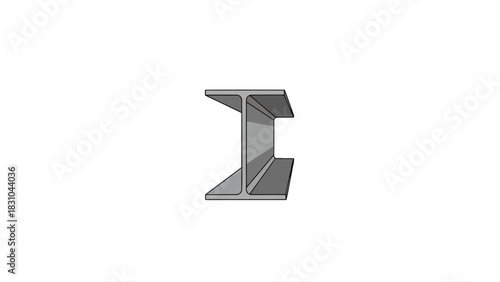 Ibeam steel profile gray metal white background 3D illustration