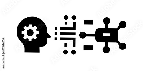 human head with social network icons