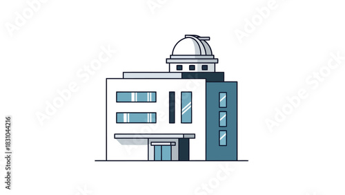 Observatory building with a domed roof and windows