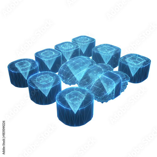 Futuristic 3D Model of Geometric Shapes and Abstract Designs