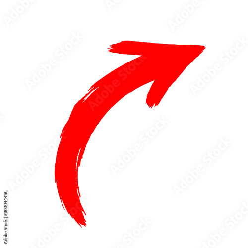 Hand drawn upward red arrow line sketch illustration
