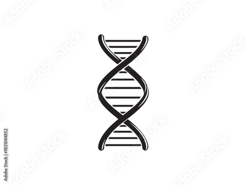 Human DNA Double Helix Model Vector 2D Line Art Illustration Scientific Genetic Concept Design