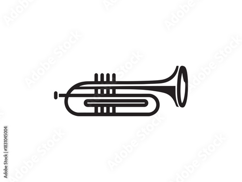 Isolated Trombone Icon Simple 2D Vector Line Art Design Musical Instrument Illustration
