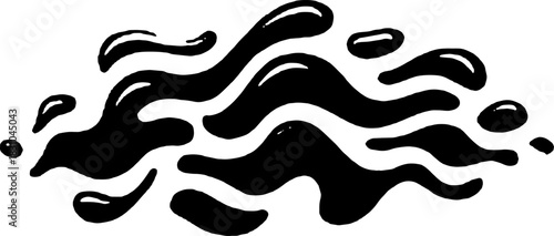 Vintage engraving style drawing featuring black wave outlines and fluid patterns. This vector illustration showcases a smooth, abstract design.