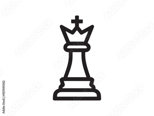 King chess piece 2D vector line art in simple clean minimalist graphic design