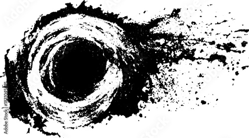 Antique engraving print in silhouette style. Hand-drawn vector illustration features a dynamic circular design with a stipple texture.