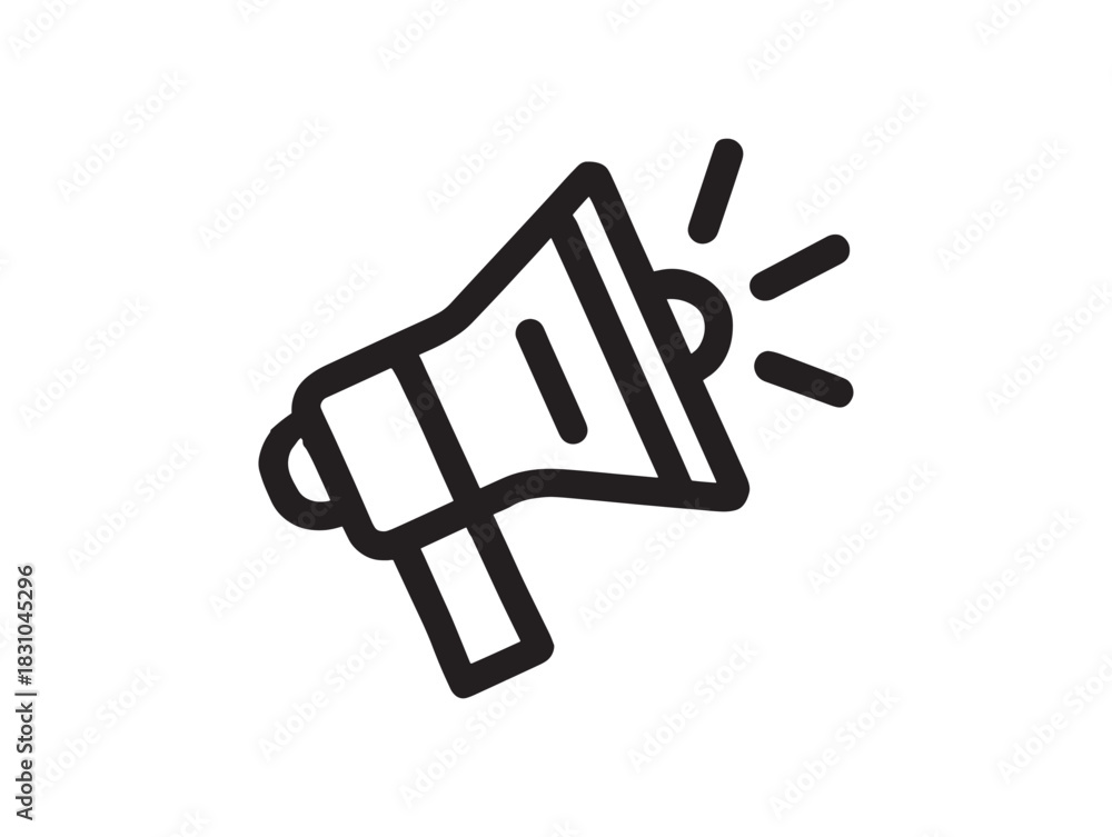 Obraz premium Megaphone Icon Vector 2D Vector Line Art Concept for Digital Marketing and Social Media Design