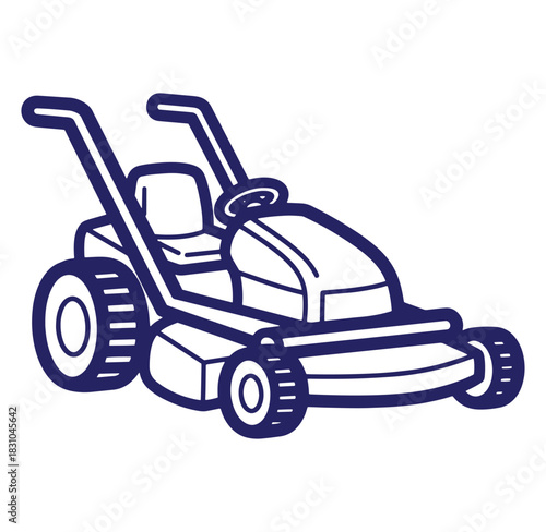 Vector illustration of a lawnmower for gardening and landscaping maintenance isolated on white