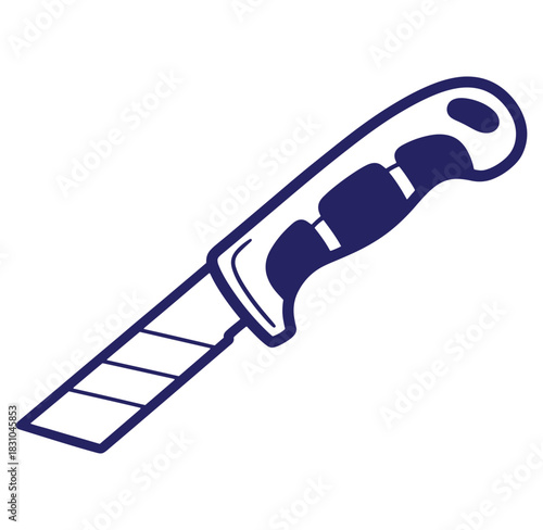 Vector illustration of a utility knife in a modern minimalist outline style