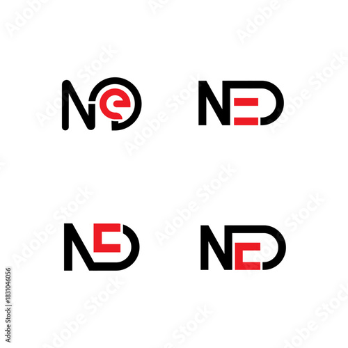 Initial Letter NED Logo Set. Modern Monogram ND or NE Icon Collection
